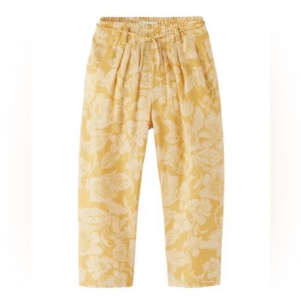 Zara Girl’s Yellow Floral Linen Pants sz 11-12
